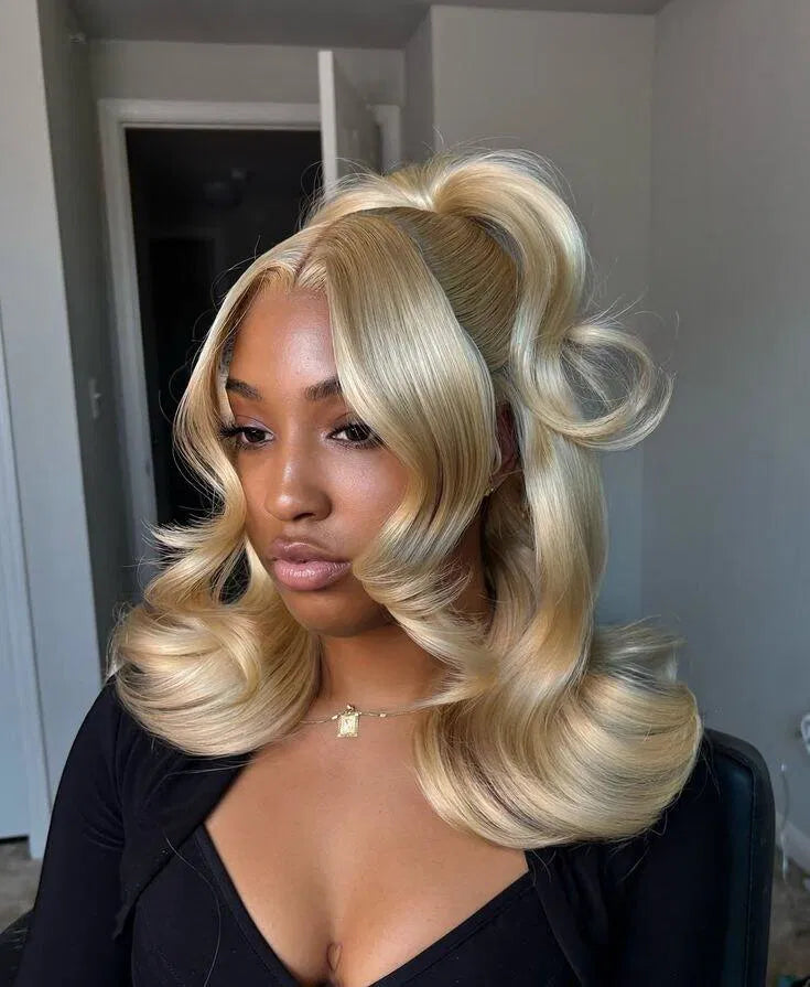 Ash Blonde Body Wave Lace Front Wig | 13x6 Ombre Human Hair Wig 180 Density