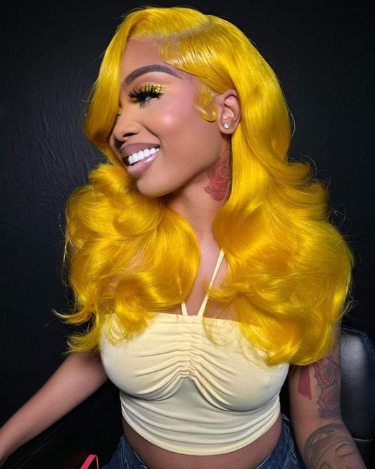 Yellow Body Wave & Straight Wig | 13x6 HD Lace Front | Virgin Human Hair | Pre-Plucked | Kimone's Hair Deluxe Kimone's Hair Deluxe