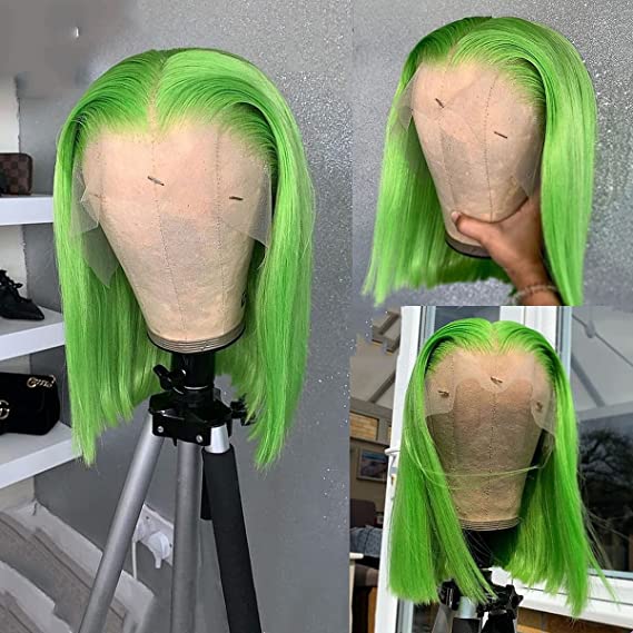 13X4 HD 10A Lime Green Straight Lace 180% Wig 10-28