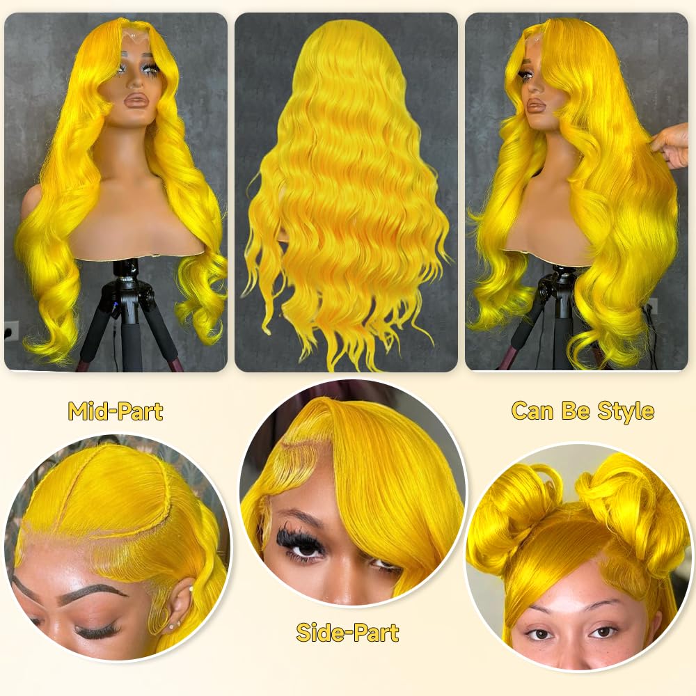 Yellow Body Wave & Straight Wig | 13x6 HD Lace Front | Virgin Human Hair | Pre-Plucked | Kimone's Hair Deluxe Kimone's Hair Deluxe