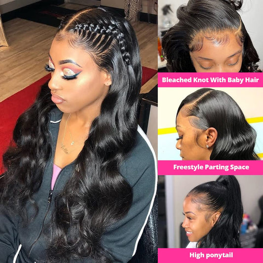 360 Lace Frontal Wig Pre Plucked Transparent Straight Human Hair 180% Remy