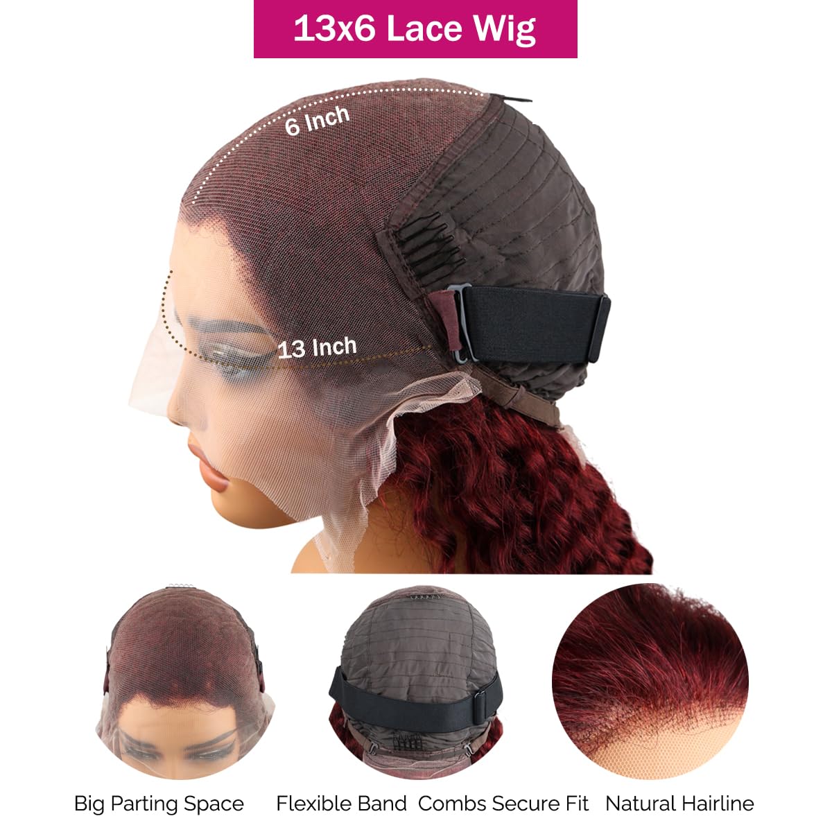 Effortless Waves 99J Burgundy Loose Wave HD Lace Front Wig