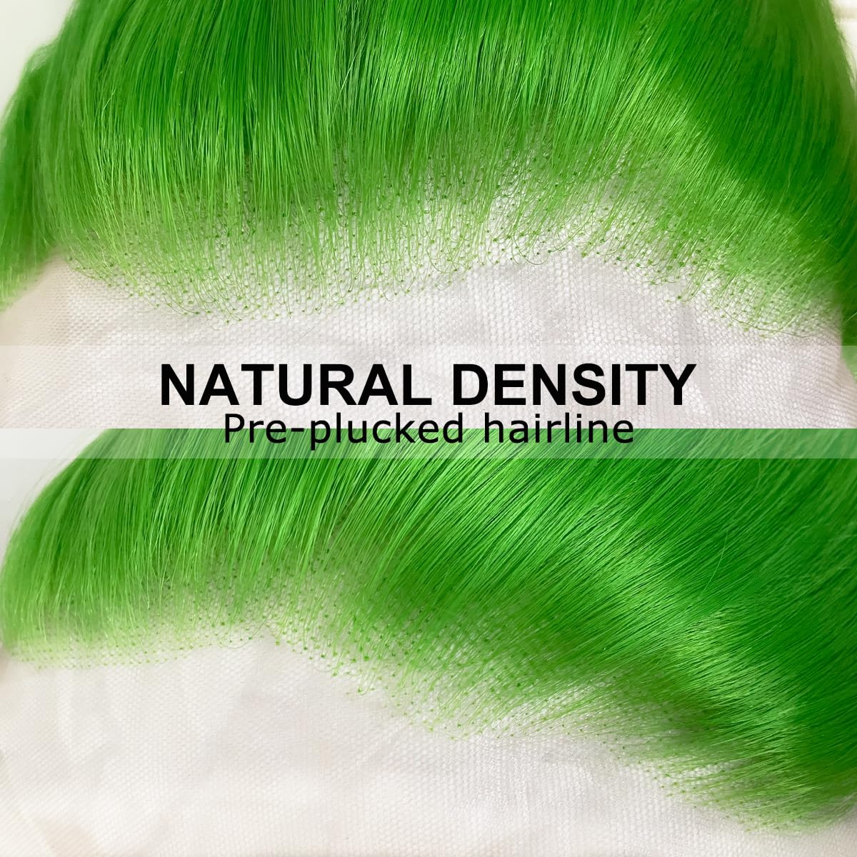 Neon Green Body Wave & Straight Wig | 13x6 HD Lace Front | Virgin Human Hair | Pre-Plucked | Kimone's Hair Deluxe Kimone's Hair Deluxe