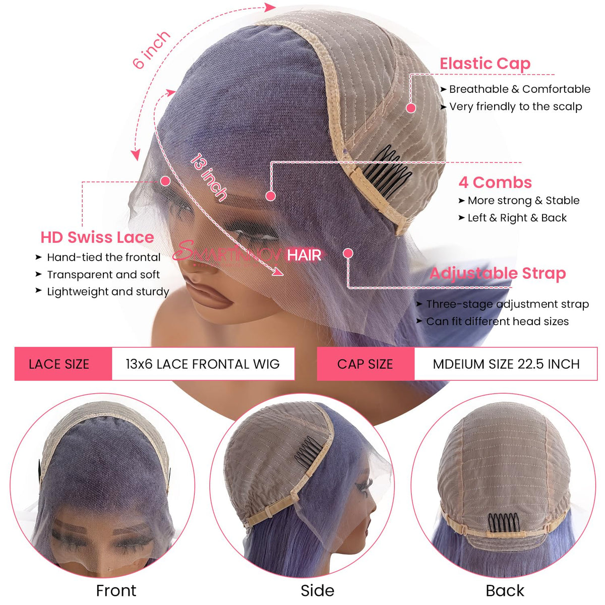 Lavender Loose Deep Wave Wig | Mermaid Hair | 13x6 HD Lace | 20–34 Inches