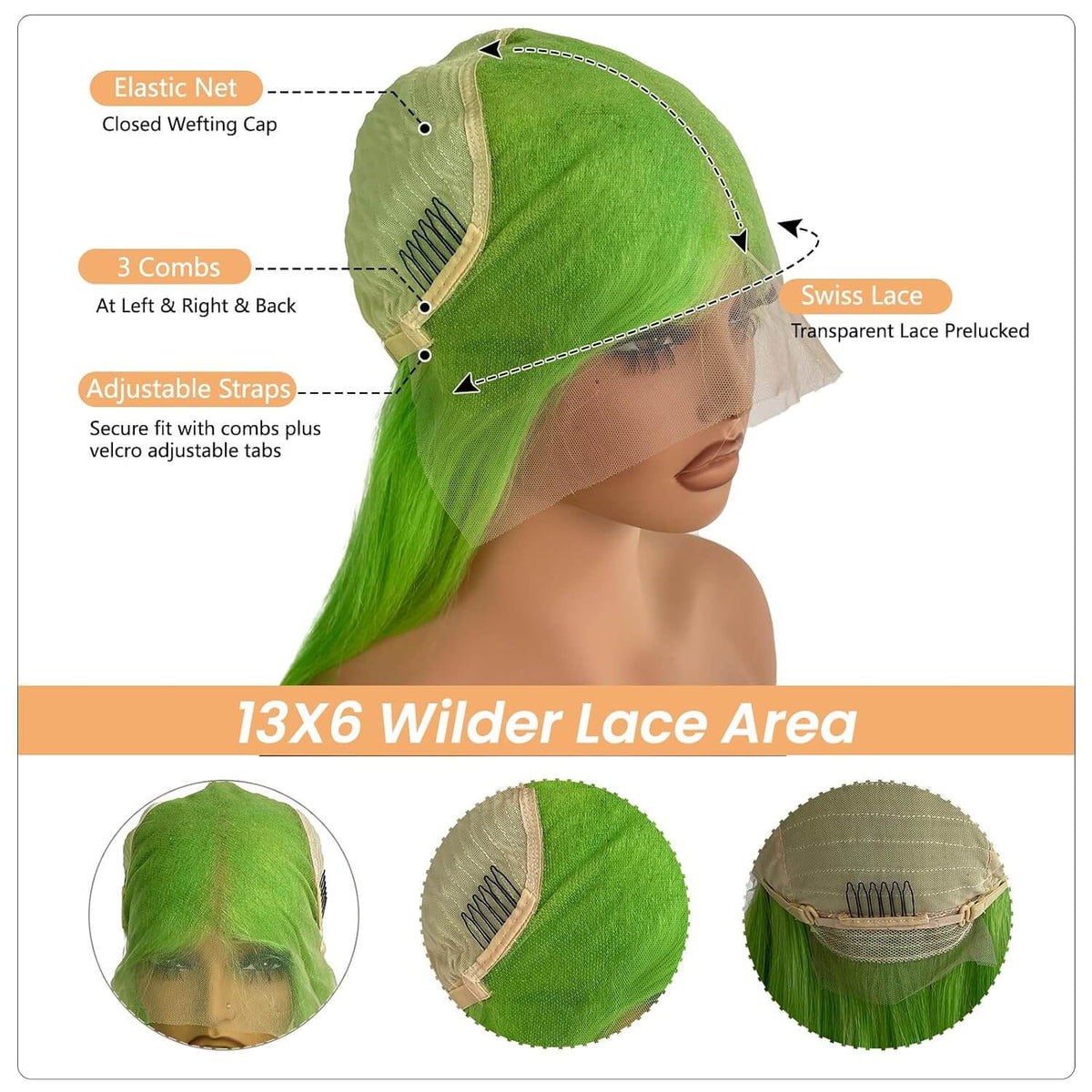 Bold Color | Neon Green Deep Wave Wig | 13x6 HD Lace Front | 180% Density | 100% Human Hair | 20"-34"