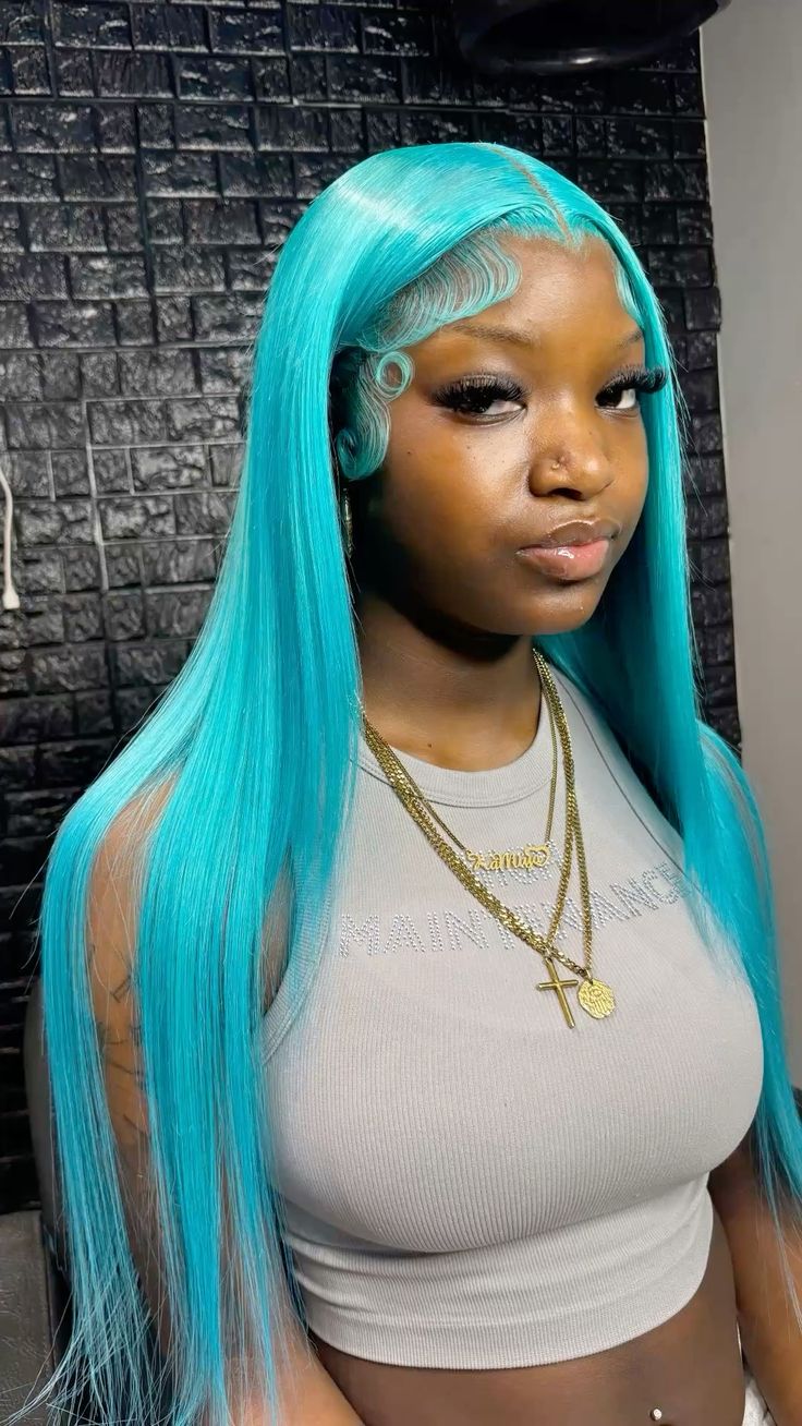 Turquoise Body Wave & Straight Wig | 13x6 HD Lace Front | 100% Virgin Human Hair | Pre-Plucked | Kimone's Hair Deluxe Kimone's Hair Deluxe