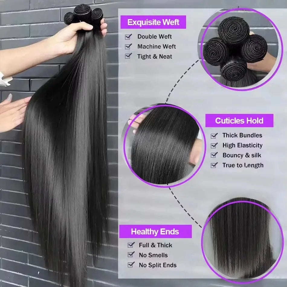 Bone Straight Vietnamese Raw Human Hair Bundles | 28-30 Inch | Double Weft | Kimone's Hair Deluxe Kimone's Hair Deluxe