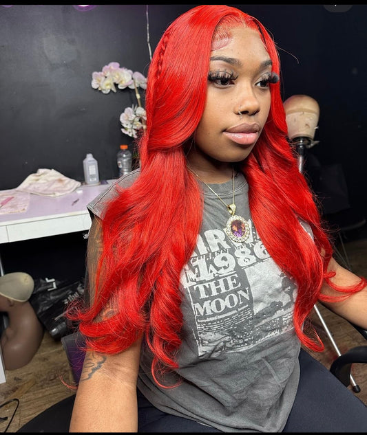 Red Wavy Colored Red Wigs 180% Women 13x4 Body wave 9A Virgin Hair Lace wig