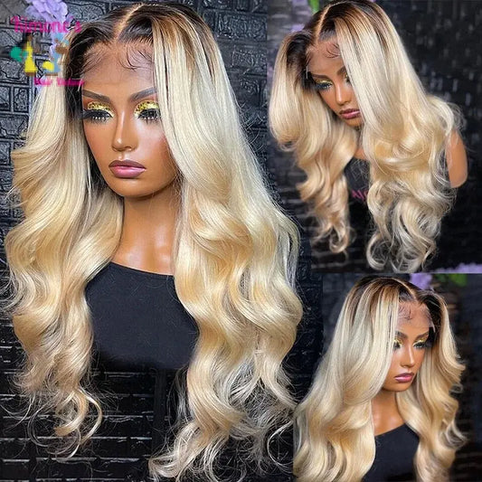 613 Blonde Wig With Dark Roots Human Hair Undetectable 13x6 HD Lace | Body Wave & Straight | 16-36 Inch | Kimone's Hair Deluxe Kimone's Hair Deluxe