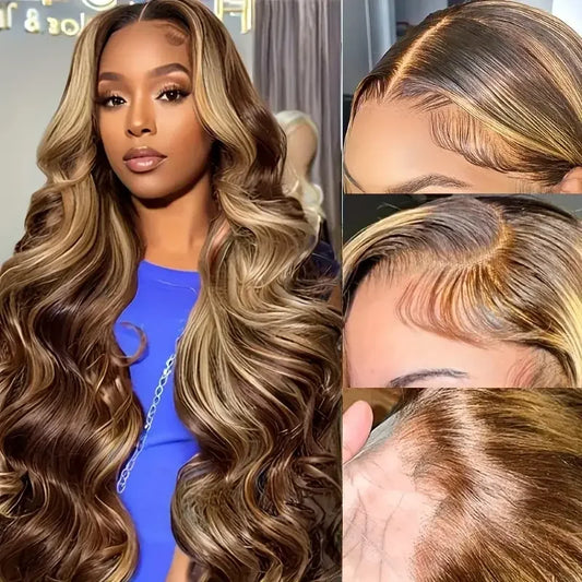 P4/27 Honey Blonde Highlight Body Wave Wig | 13x4 13x6 Undetectable Lace | Kimone's Hair Deluxe Dropshipman