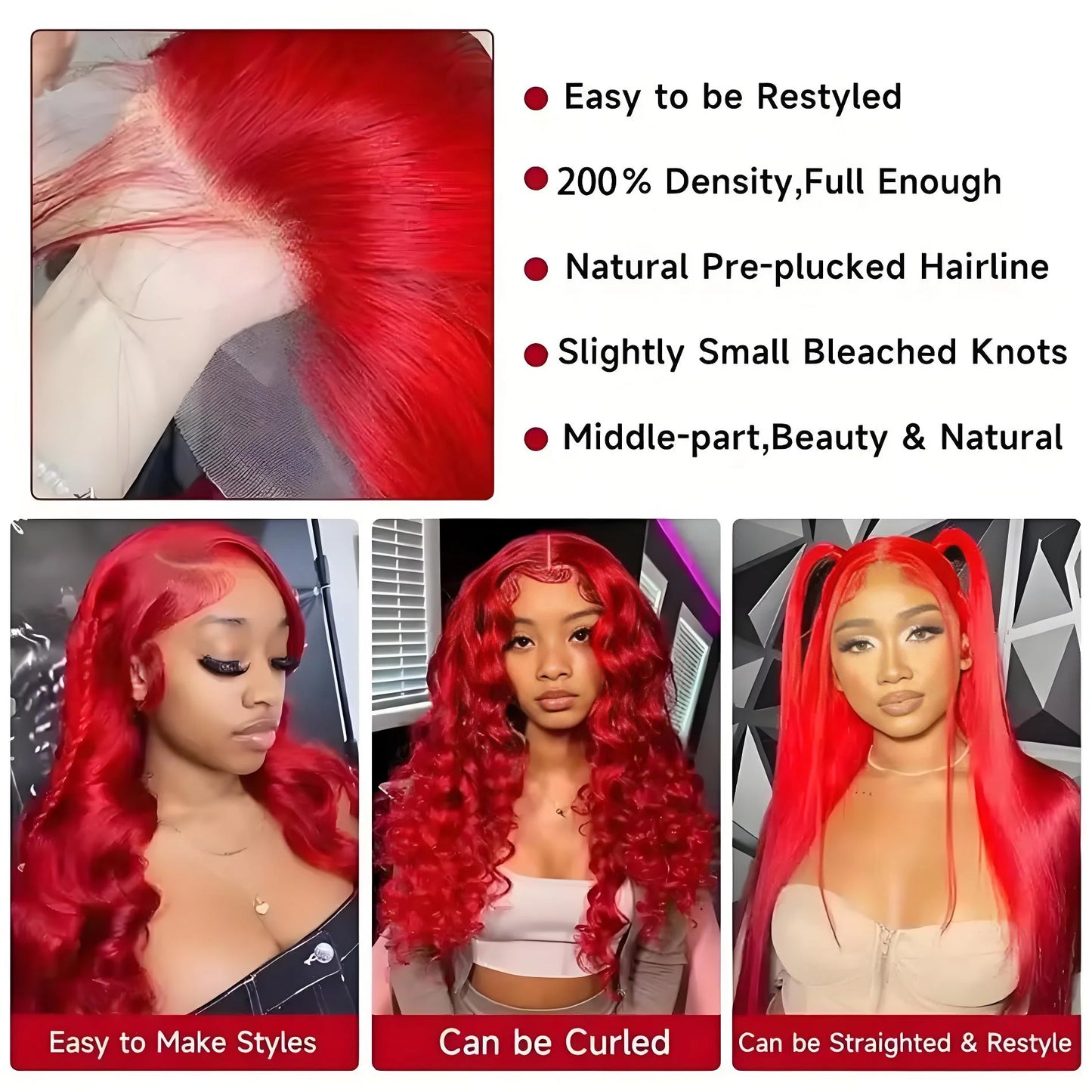99J Red Deep Wave Wig | 13x4 & 13x6 HD Lace Front | Brazilian Human Hair | 180%-200% Density | Kimone's Hair Deluxe