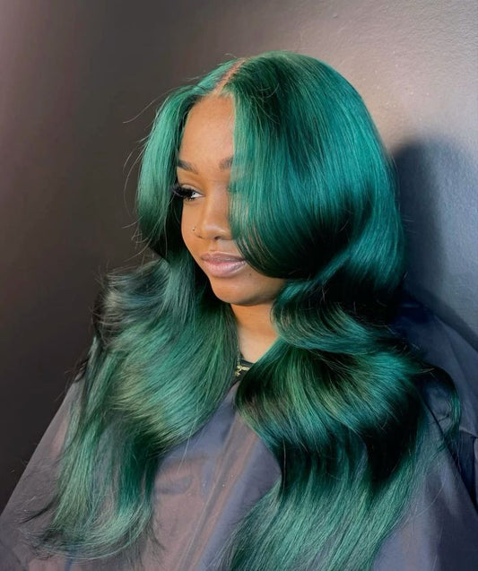 Emerald Green Body Wave & Straight Wig | 13x6 HD Lace Front | Virgin Human Hair | Pre-Plucked | Kimone's Hair Deluxe Kimone's Hair Deluxe