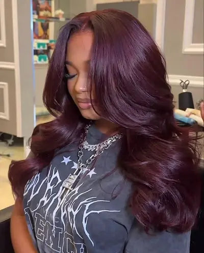 Black Cherry Body Wave Glueless Wig | 13x4 HD Lace Front | Wear & Go Human Hair Wig Kimone's Hair Deluxe
