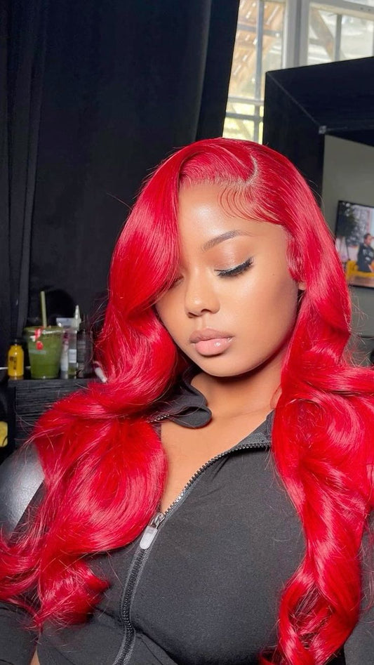 Bold Color Body Wave 13x4 HD Lace Front Wig | Red | Pre-Plucked | 20"-32" Kimone's Hair Deluxe