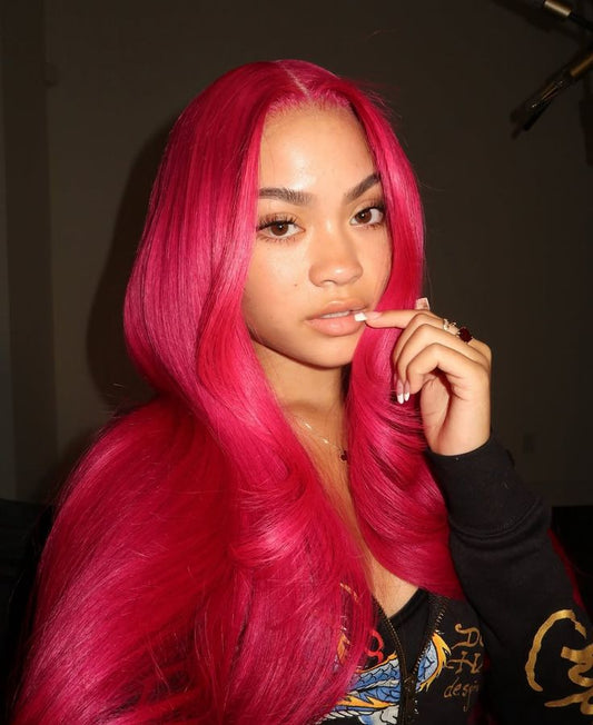 Strawberry Pink Body Wave & Straight Wig | 13x6 HD Lace Front | 100% Virgin Human Hair | Pre-Plucked | Kimone's Hair Deluxe Kimone's Hair Deluxe