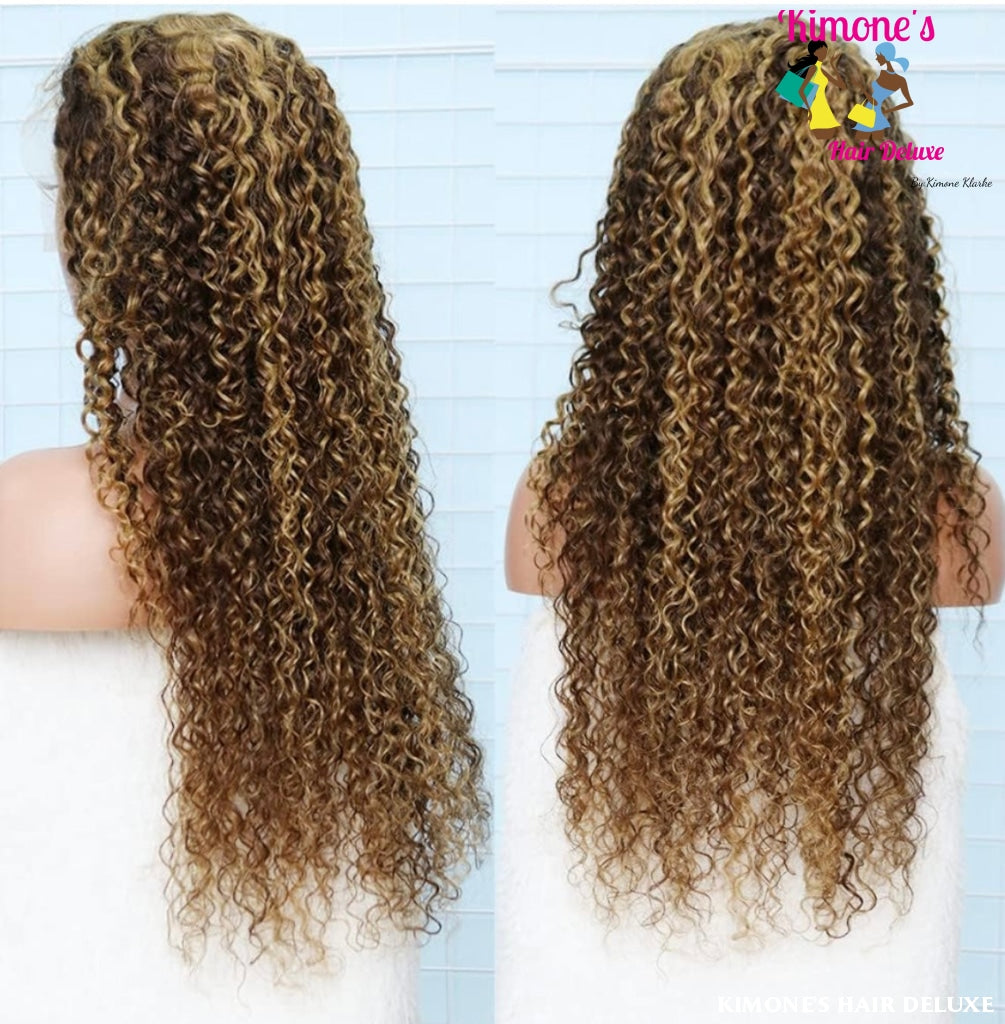 Highlight 13X4 Transparent 4/27 Ombre Lace Frontal Wigs Pre Plucked 10A Brazilian Remy Hair Wig