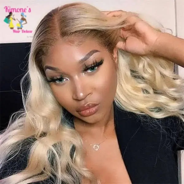 613 Blonde Wig With Dark Roots Human Hair Undetectable 13x6 HD Lace | Body Wave & Straight | 16–36 Inch | Kimone's Hair Deluxe Kimone's Hair Deluxe