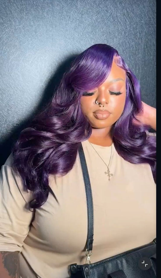 Purple Body Wave & Straight Wig | 13x6 HD Lace Front | Virgin Human Hair | Pre-Plucked | Kimone's Hair Deluxe Kimone's Hair Deluxe