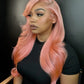 Salmon Pink Body Wave & Straight Wig | 13x6 HD Lace Front | 100% Virgin Human Hair | Pre-Plucked | Kimone's Hair Deluxe Kimone's Hair Deluxe