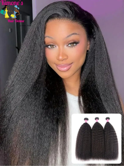 Kinky Yaki Straight Hair Bundle | Sleek & Silky Virgin Hair Kimone's Hair Deluxe