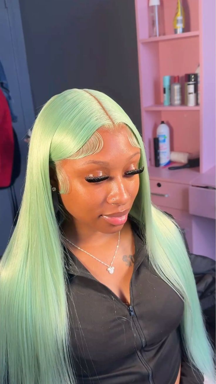 Mint Green Body Wave & Straight Wig | 13x6 HD Lace Front | 100% Virgin Human Hair | Pre-Plucked | Kimone's Hair Deluxe Kimone's Hair Deluxe