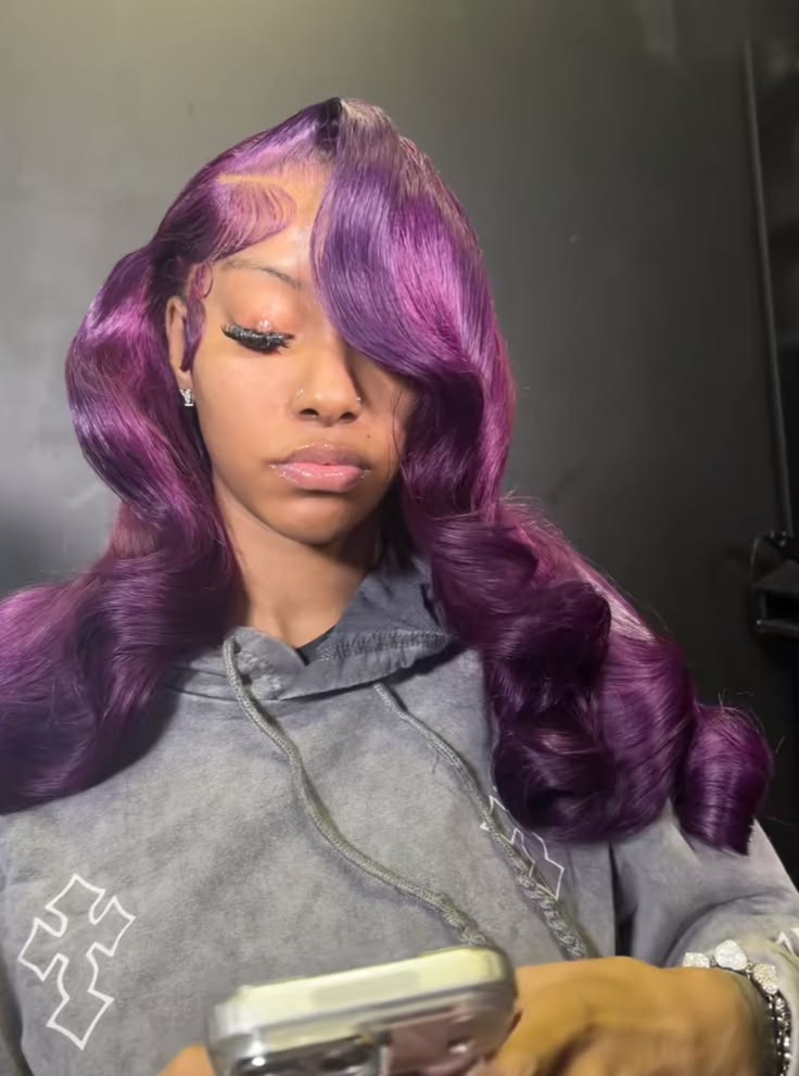 Purple Body Wave & Straight Wig | 13x6 HD Lace Front | Virgin Human Hair | Pre-Plucked | Kimone's Hair Deluxe Kimone's Hair Deluxe
