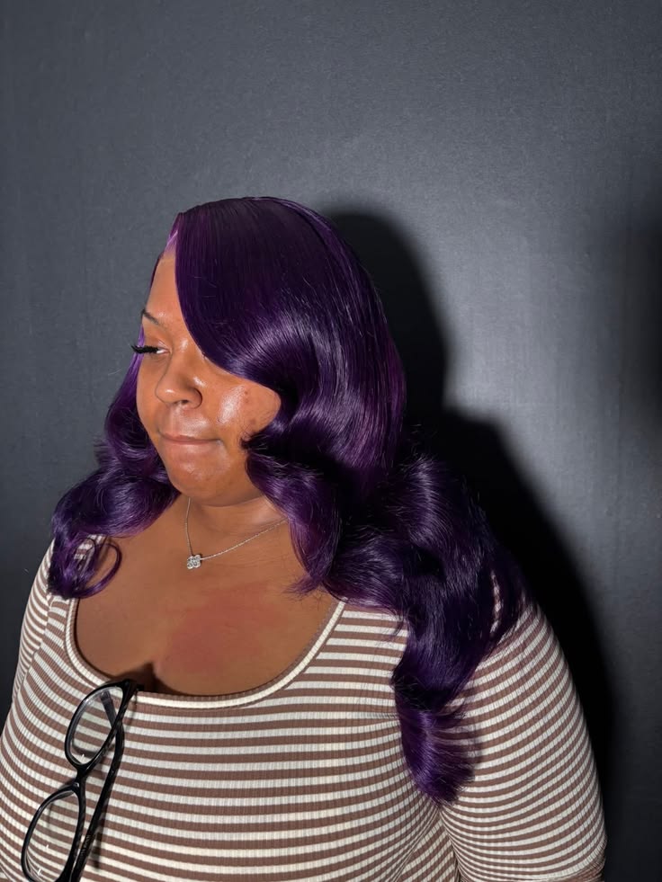 Purple Body Wave & Straight Wig | 13x6 HD Lace Front | Virgin Human Hair | Pre-Plucked | Kimone's Hair Deluxe Kimone's Hair Deluxe