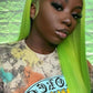13X4 HD 10A Lime Green Straight Lace 180% Wig 10-28