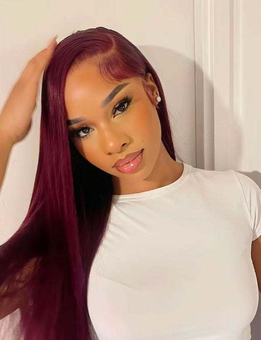 99J Burgundy Sleek & Silky 13x6 HD Glueless Lace Front Wig | Kimone's Hair Deluxe
