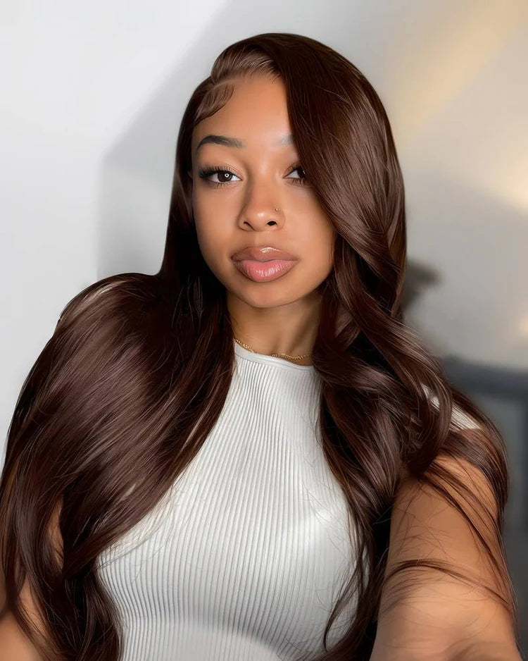 Sleek & Silky Chocolate Brown 13x4 HD Lace Front Wig | Bone Straight | 180% Density | 16"-30" Kimone's Hair Deluxe