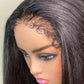 3x4 HD lace kinky straight human hair glueless wig with pre-styled curly baby hair edges and 180% density
