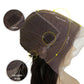 Close-up of a 13x4 HD lace kinky straight human hair wig with pre-plucked natural hairline and curly baby hair edges on a woman