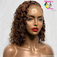 10A Virgin Short Bob Curly Human Hair Wigs Lace Front 13X4 Ombre Brown Chocolate 180% Water Wave Pre