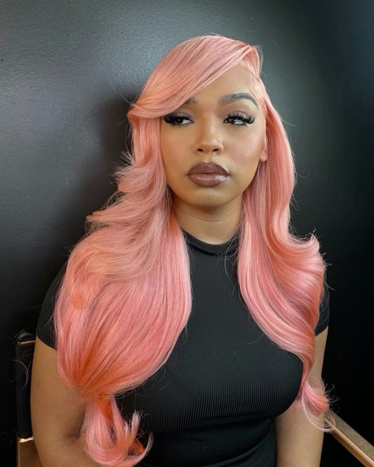 Salmon Pink Body Wave & Straight Wig | 13x6 HD Lace Front | 100% Virgin Human Hair | Pre-Plucked | Kimone's Hair Deluxe Kimone's Hair Deluxe