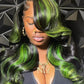 Black Green Skunk Stripe Body Wave Wig | 13x4 HD Lace Front | 180% Density | Pre-Plucked | Kimone's Hair Deluxe Kimone's Hair Deluxe