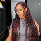 Bold Color | Black Cherry Water Wave Wig | 13x4 HD Transparent Lace | Pre-Cut, Pre-Bleached, Glueless | 150% Density Kimone's Hair Deluxe