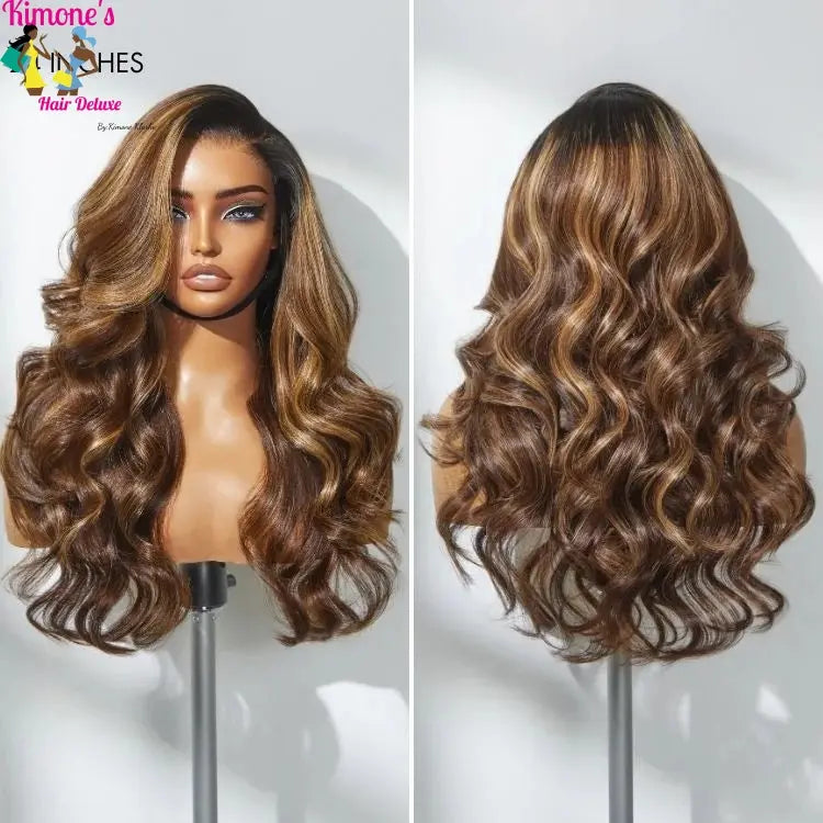 Honey Blonde Ombre Body Wave Wig | 13x6, 13x4, 4x4 & 5x5 HD Lace | Glueless | 180%-200% Density | 20"-40" Kimone's Hair Deluxe