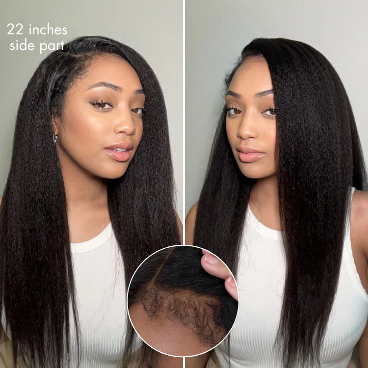 4C Edges Kinky Straight Wig | 13x4 UHD Lace | 220% Density | 100% Virgin Hair | Pre-Cut Lace | Kimone's Hair Deluxe Kimone's Hair Deluxe