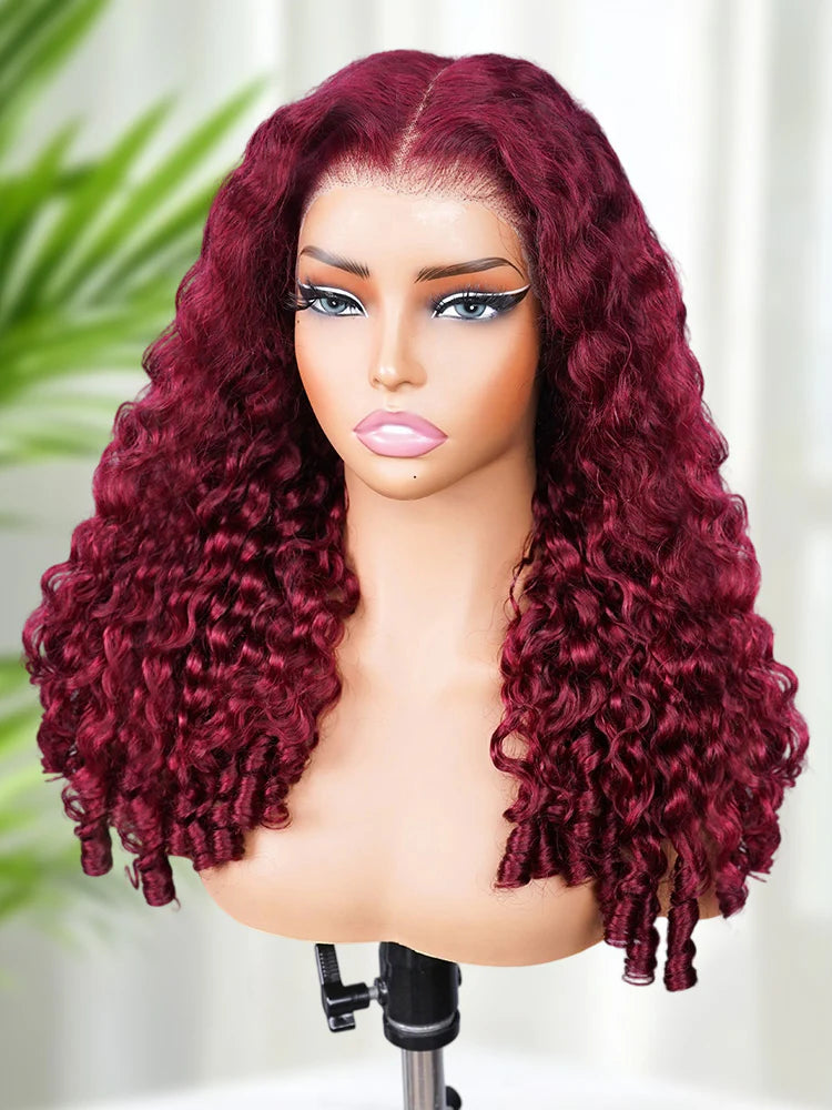 Bold Color Burmese Curly Wig | 99J | 13x6 HD Lace Front | 200% Density | 100% Virgin Human Hair | Kimone's Hair Deluxe Kimone's Hair Deluxe