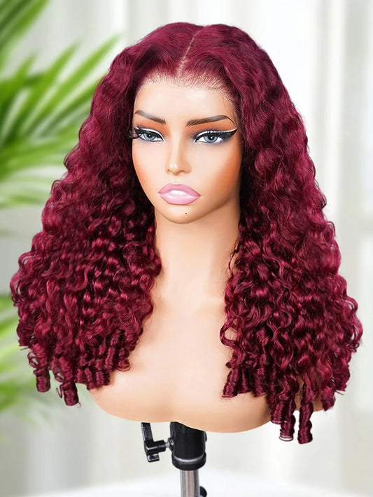 Bold Color Burmese Curly Wig | 99J | 13x6 HD Lace Front | 200% Density | 100% Virgin Human Hair | Kimone's Hair Deluxe Kimone's Hair Deluxe