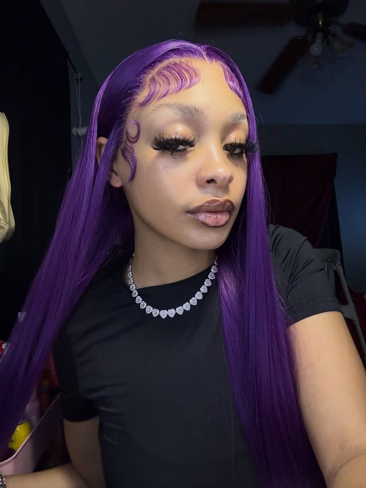 Purple Body Wave & Straight Wig | 13x6 HD Lace Front | Virgin Human Hair | Pre-Plucked | Kimone's Hair Deluxe Kimone's Hair Deluxe