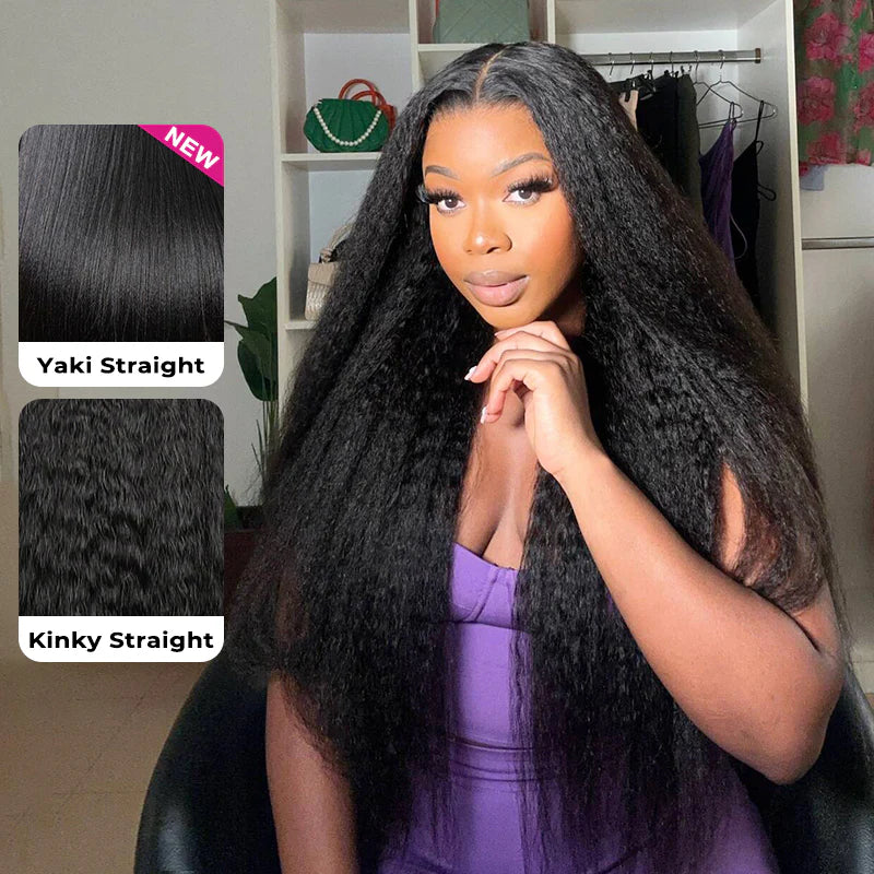 Defined Curls Kinky Straight 13x6 HD Lace Glueless Wig | Natural Color | 180% Density | 16"-30" Dropshipman