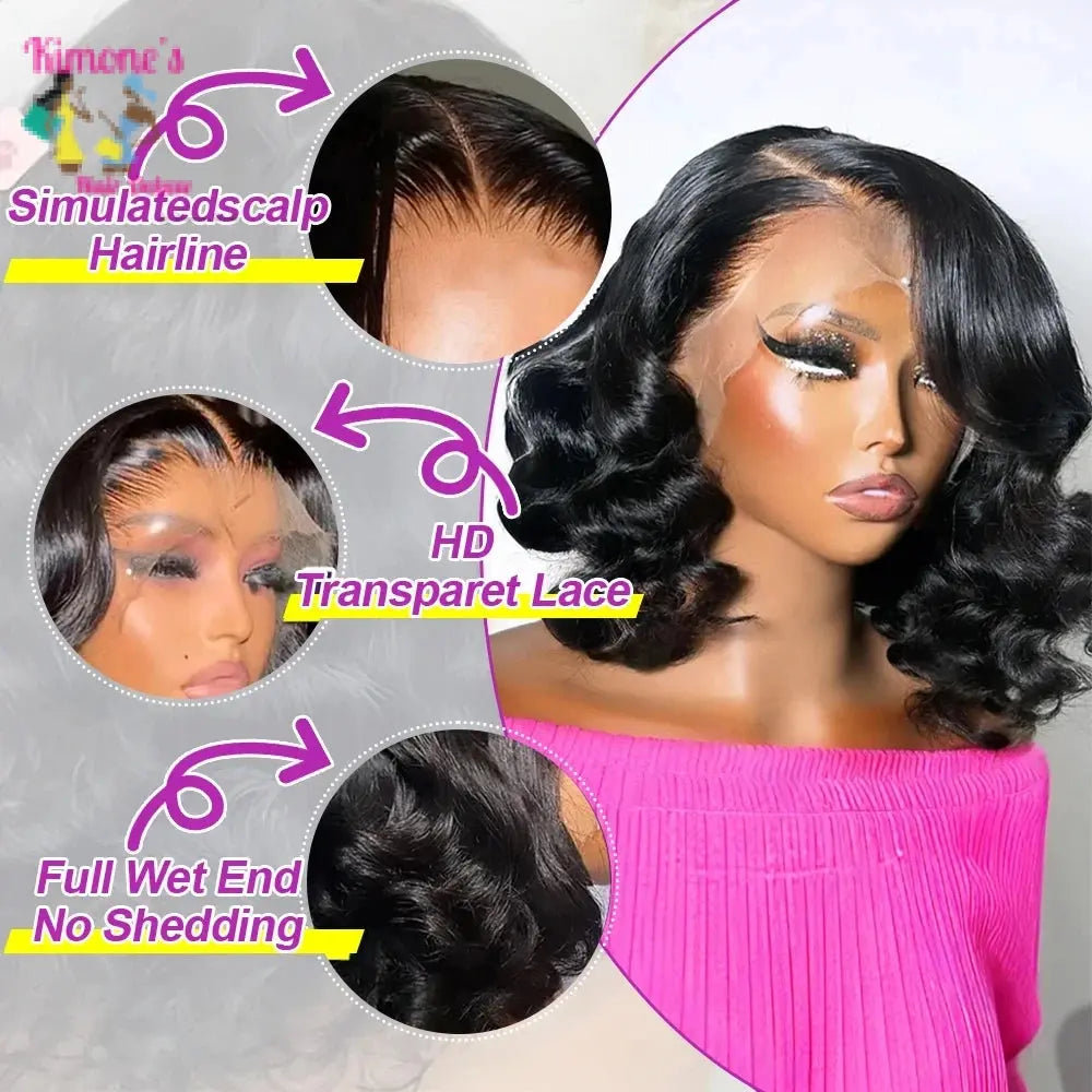 Body Wave Bob Wig | Chic Bob Era, 250% Density | Undetectable HD Lace, Everyday Wear, Glueless | Kimone's Hair Deluxe Kimone's Hair Deluxe
