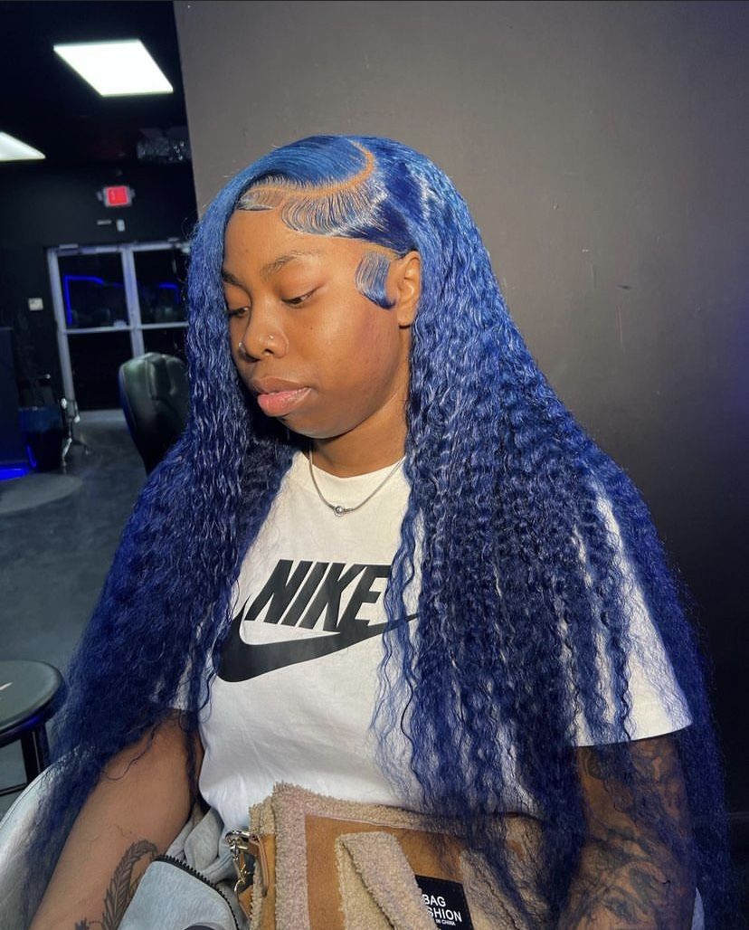 Bold Color | Blue Deep Wave Wig | 13x6 HD Lace Front | 180% Density | 100% Human Hair | 18-32"