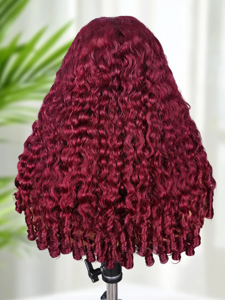 Bold Color Burmese Curly Wig | 99J | 13x6 HD Lace Front | 200% Density | 100% Virgin Human Hair | Kimone's Hair Deluxe Kimone's Hair Deluxe