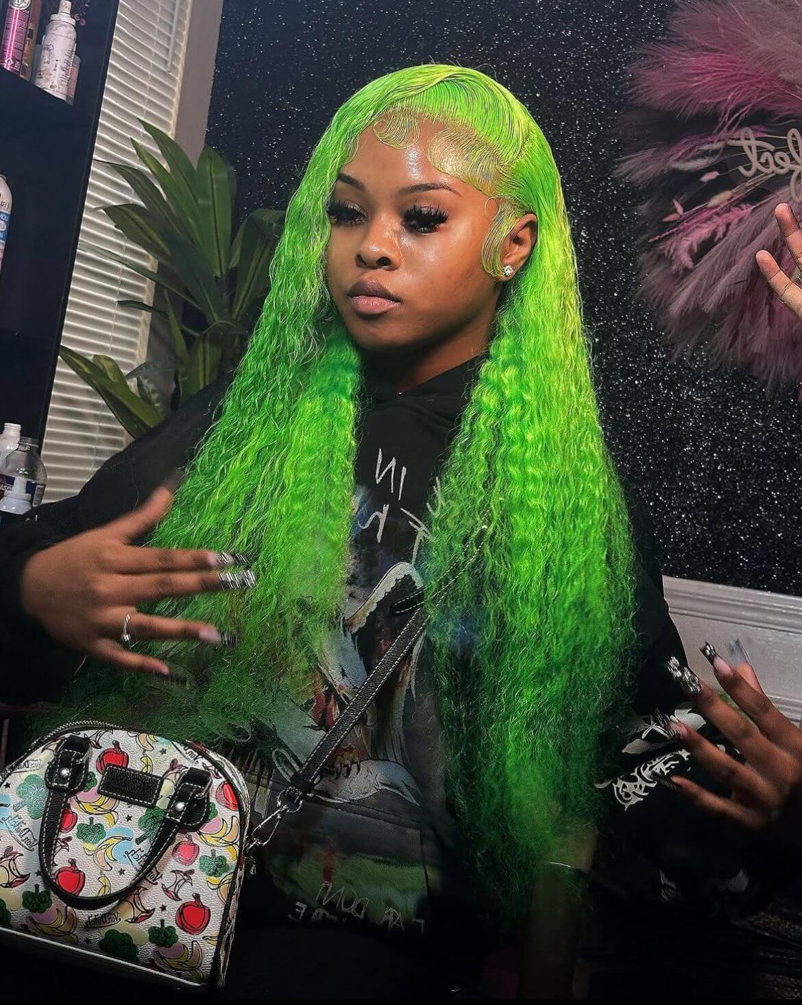 Bold Color | Neon Green Deep Wave Wig | 13x6 HD Lace Front | 180% Density | 100% Human Hair | 20"-34"