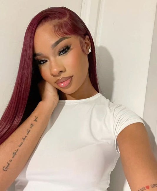 99J Burgundy Sleek & Silky 13x6 HD Glueless Lace Front Wig | Kimone's Hair Deluxe