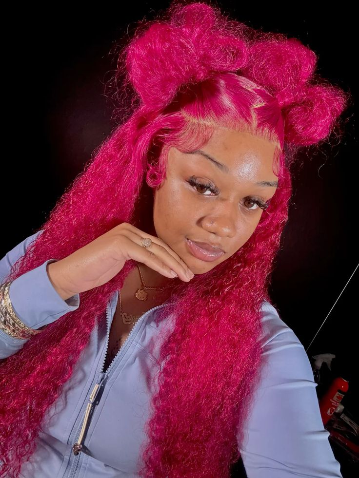 Bold Color | Pink Deep Wave Wig | 13x6 HD Lace Front | 180% Density | 100% Human Hair | 20"-34"
