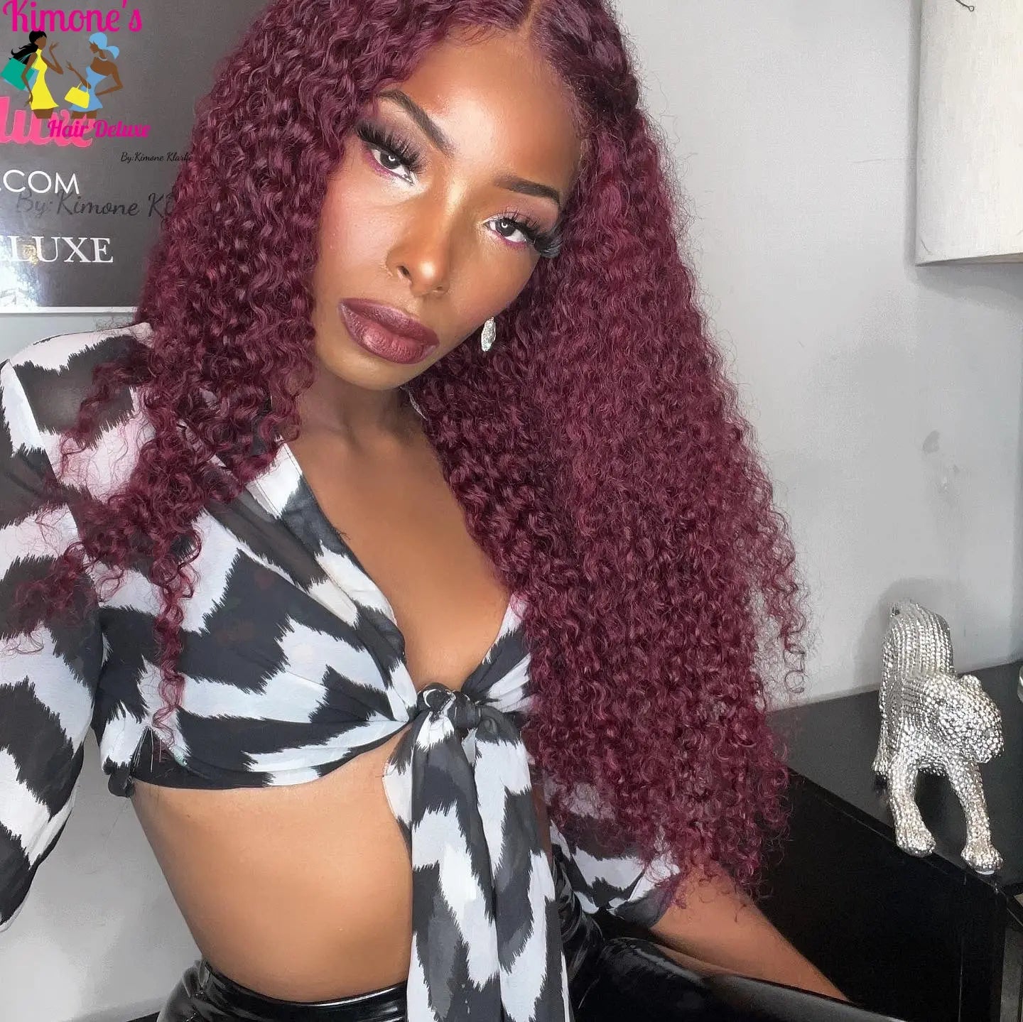 Bold Color | 99J Burgundy Deep Wave Wig | 13x6 HD Transparent Lace | Pre-Plucked | 200% Density | 18"-36" Kimone's Hair Deluxe