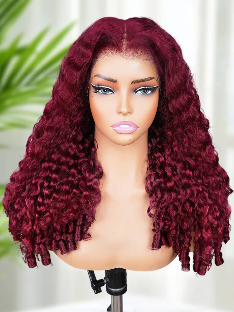 Bold Color Burmese Curly Wig | 99J | 13x6 HD Lace Front | 200% Density | 100% Virgin Human Hair | Kimone's Hair Deluxe Kimone's Hair Deluxe